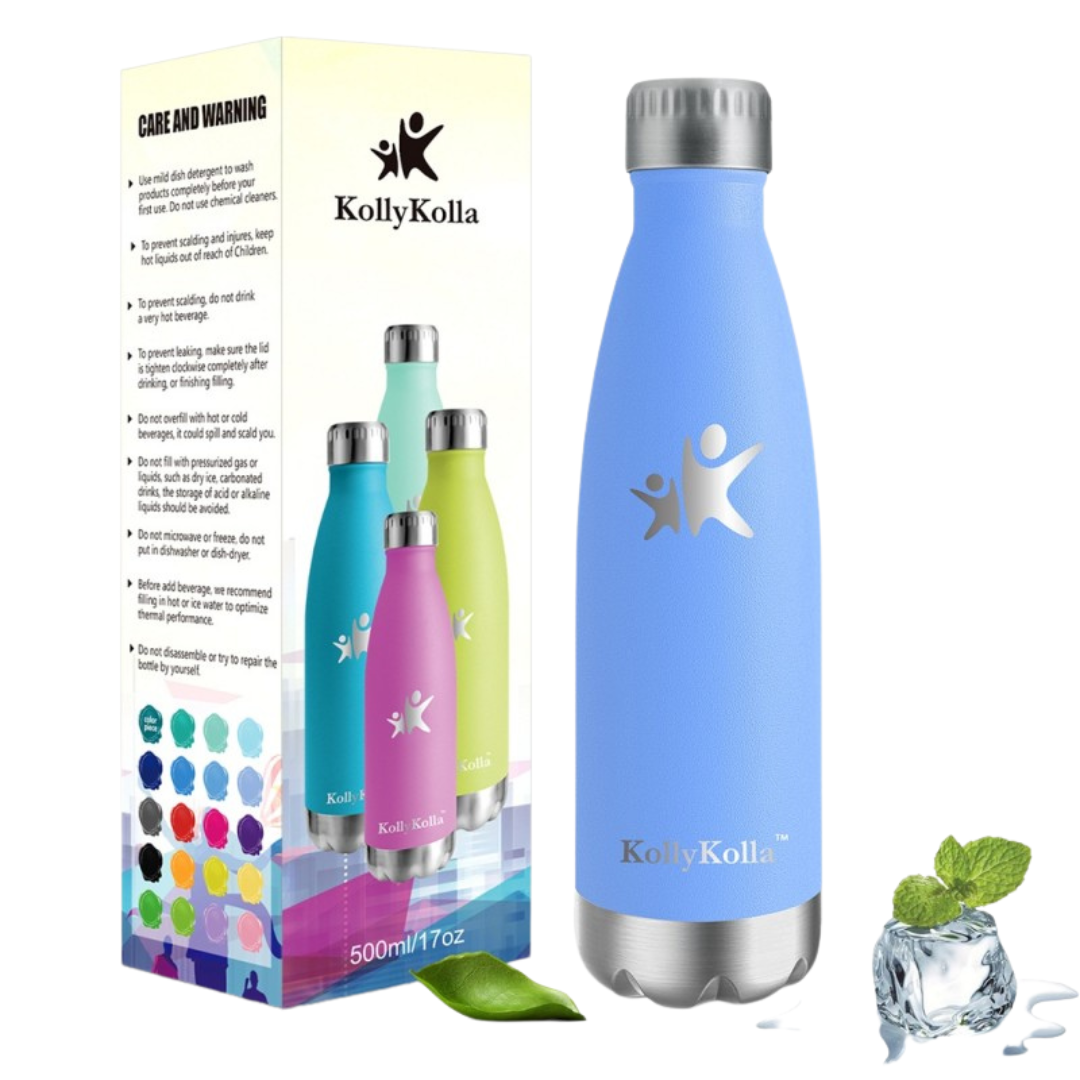 KollyKolla Stainless Steel Water Bottle | Metal Water Bottles | 750ml | BPA Free Leakproof Drinks Bottle - 12 Hours Hot & 24 Hours Cold - Flask for Adult, Kids, Sports, School, Gym